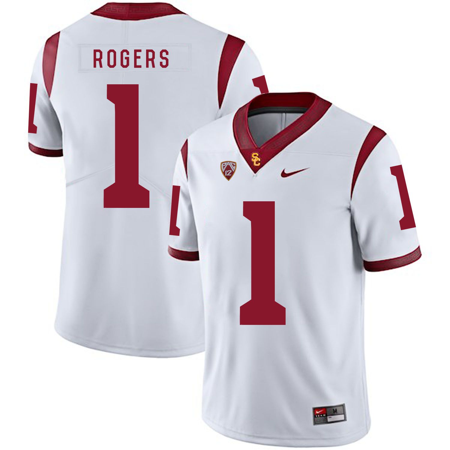 Men USC Trojans 1 Rogers White Customized NCAA Jerseys